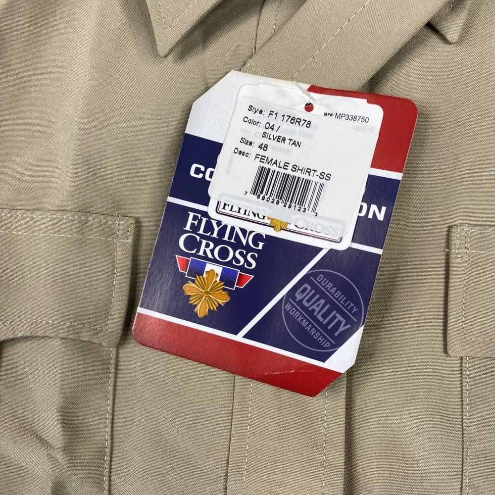 (Lot of 2) Flying Cross Uniform Silver Shirt Tan Short Sleeve Womens Size 48 NEW - Picture 9 of 12